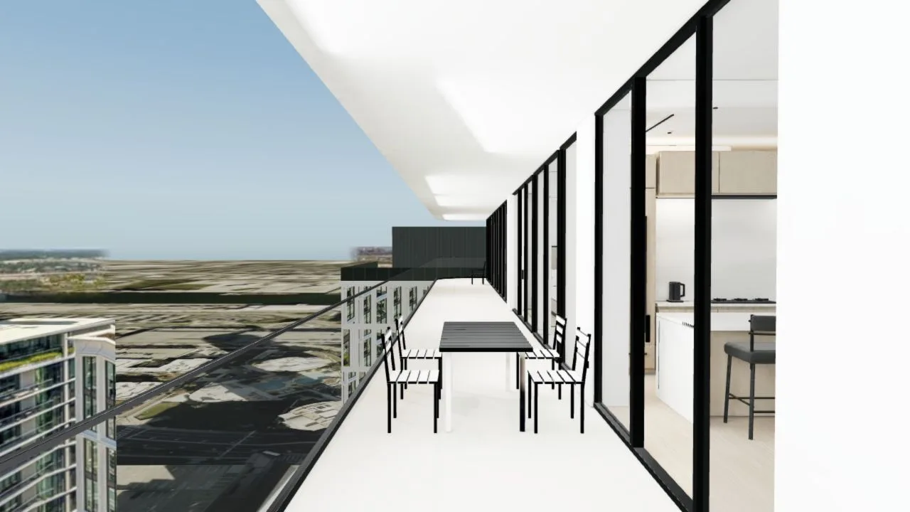 Terrace dining area in the 3D model